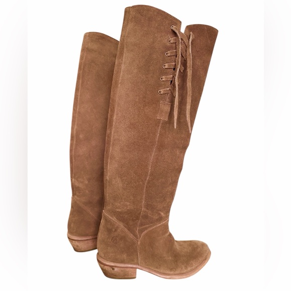 Bx by Bronx Knee High Laceup Suede Tan Camel Pull On Boot Boho Festival Sz 36 - Picture 5 of 14